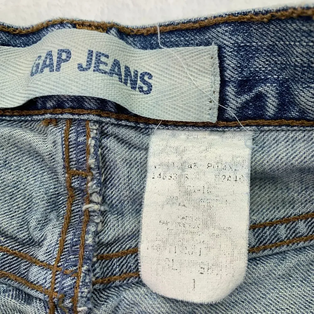Vintage Gap Womens Sz 1 XS Stone Wash Denim Jean Skirt Zip Knee Length Y2K 1980s